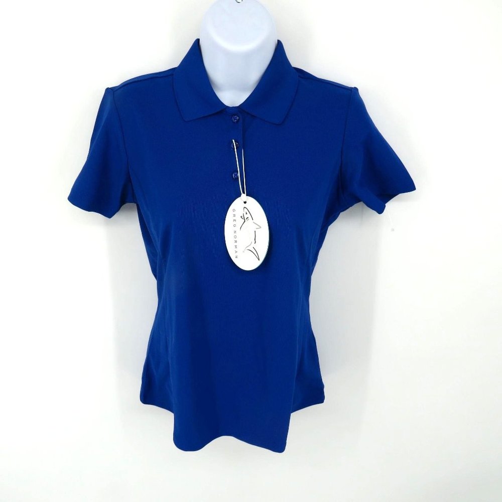 Greg Norman Womens Blue Princess Seam Polo Shirt Top XS NWT $45